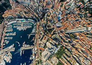 Mountains in Monaco Monte-Carlo city riviera Drone summer photo Air 360 vr virtual reality drone panorama