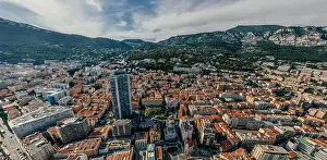 Mountains in Monaco Monte-Carlo city riviera Drone summer photo Air 360 vr virtual reality drone panorama
