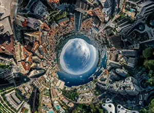 Mountains in Monaco Monte-Carlo city riviera Drone summer photo Air 360 vr virtual reality drone panorama