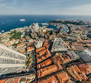 Mountains in Monaco Monte-Carlo city riviera Drone summer photo Air 360 vr virtual reality drone panorama
