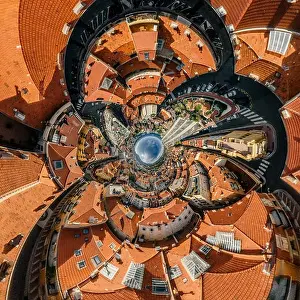Motorboats Prints: Mountains in Monaco Monte-Carlo city riviera Drone summer photo Air 360 vr virtual reality drone panorama