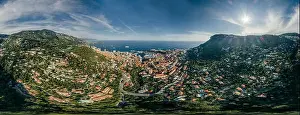Mountains in Monaco Monte-Carlo city riviera Drone summer photo Air 360 vr virtual reality drone panorama