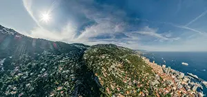 Mountains in Monaco Monte-Carlo city riviera Drone summer photo Air 360 vr virtual reality drone panorama