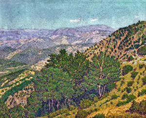 Romantic Classic Painters Prints: Mountains from Montseny A Calm Day in the Morning 1903 Marià Pidelaserra 1877-1946 Spain Spanish