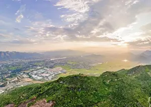 Trang Prints: Mountains, river and city of Nha Trang, view from a drone