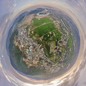 Mountains, river and city of Nha Trang, view from a drone
