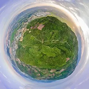 Mountains, river and city of Nha Trang, view from a drone
