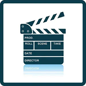 Clap Prints: Movie clap board icon. Shadow reflection design. Vector illustration