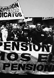MOVILIZACION CONVOCADA POR LOS SINDICATOS EN LOS AÑOS 70 EN DEFENSA DE LOS DERECHOS DE LOS TRABAJADORES. Location: EXTERIOR