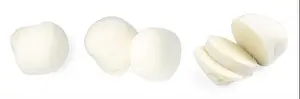 Mozzarella Prints: Mozzarella isolated on white, set. Italian cheese