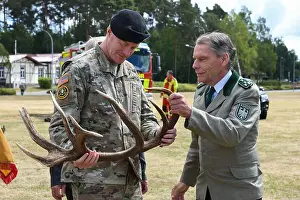 Antler Prints: Mr. Ulrich Maushake, right, forest director of the Federal Forestry Service-Grafenwoehr