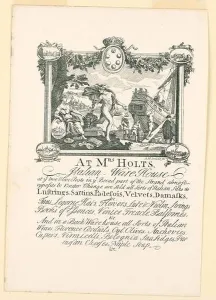 Mrs Holts Shop Card. Research in ProgressThe upper part depicts a harbor scene