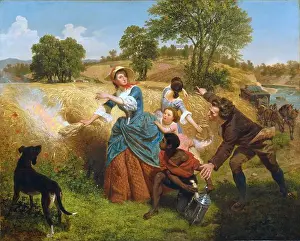 Burn Prints: Mrs. Schuyler Burning Her Wheat Fields on the Approach of the British 1852 by Emanuel Gottlieb Leutze
