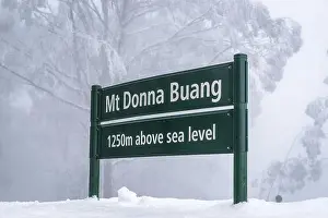 Winter Landscape Prints: Mt Donna Buang, Victoria, Australia - Mt Donna Buang sign with snowy background