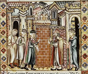 Pulley Prints: MTI1-CANTIGA DE SANTA MARIA- Nº 25-F39 R- LA VIRGEN ENTRE EL CRISTIANO Y EL JUDIO-MINIATURAs XIII - 2ª VIÑETA DE LA 2ª