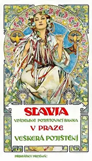 MUCHA Alfons Maria - Slavia Vzajemne Pojistovaci Banka v Praze 1907 Art Nouveau print poster