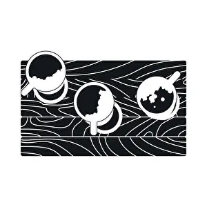 Booze Prints: Three mugs of beer on a wooden table icon