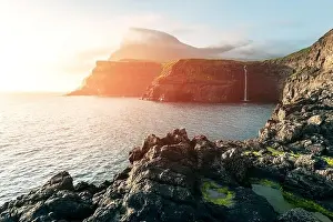 Mulafossur waterfall in Gasadalur, Vagar Island of the Faroe Islands