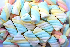 Sugary Prints: Multi-colored marshmallows. Top view
