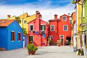 Images Dated 9th August 2012: Multicolored houses in Burano Island near Venice, Italy