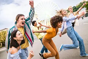 Having Fun Prints: Multiracial young people together meeting