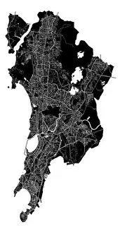 Mumbai, India, high resolution vector map with city boundaries, and editable paths. The city map was drawn with white areas and lines for main roads