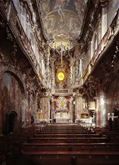 City Wall Prints: München, Asamkirche, Blick nach Osten