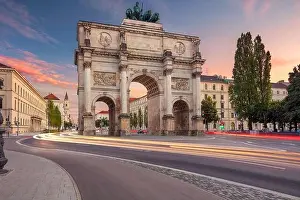 Munich, Germany. Cityscape image of Munich, Bavaria, Germany with the Siegestor at summer sunset