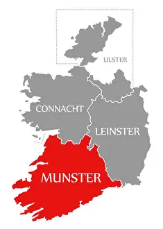 Highlighted Prints: Munster red highlighted in map of Ireland