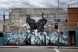 Lively Prints: A mural on a building at Art district of Los Angeles