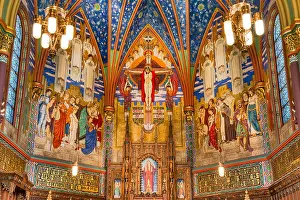Art And Craft Prints: Murals in Sanctuary of Cathedral of the Madeleine, Salt Lake City, Utah, USA