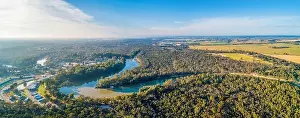 Bends Prints: Murray River at sunset - aerial panorama