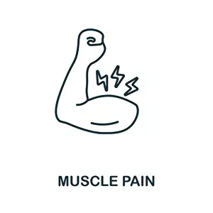 Fever Prints: Muscle Pain line icon. Outline element sign from body ache collection