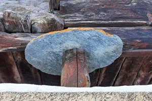 Huts Prints: Mushroom pillar of a traditional Walser house in the historic center of Zermatt