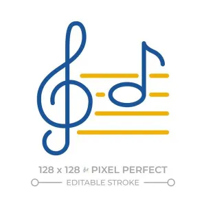 Tune Prints: Musical notes pixel perfect two color line icon