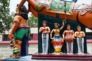 Tamil Nadu Prints: Musicians and dancer Guardian Temple