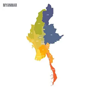 Entity Prints: Myanmar political map of administrative divisions - states