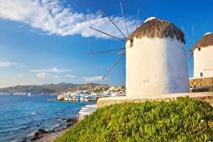 Images Dated 13th June 2011: Mykonos landscape with a windmill, Mykonos Island, Cyclades Islands, Greece