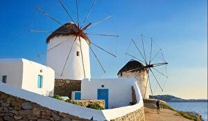 Images Dated 13th June 2011: Mykonos landscape with a windmills, Mykonos Island, Cyclades Islands, Greece