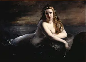 Mermaid Prints: N/A. English: A Mermaid. 1863. Elisabeth Jerichau-Baumann 1819-1881 504 Elisabeth Jerichau Baumann - Havfrue 1863
