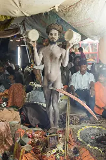 Gujarat Prints: Naga Sadhu With Sword, Shivratri, Bhavnath Mela