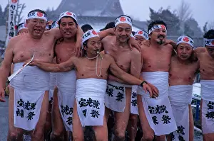 Matsuri Prints: The Naked Dance Festival called Hadaka Matsuri at Hidarime Fudo Temple in Gifu Japan Asia