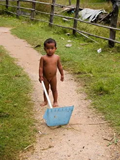 Asian Boy Prints: naked Lao boy playing on Don Khon Island in Laos