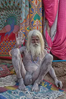 Naked Sadhu during Hindu festival Kumbh Mela, Ujjain, India