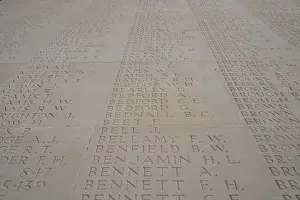 Battle Of The Somme Prints: Names engraved on panels at the Thiepval Memorial to the Missing of the Somme 1914-1918