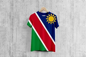 Glory Prints: Namibia flag T-shirt on hanger