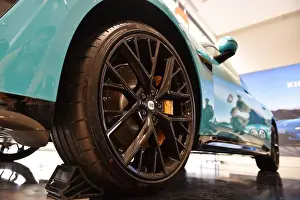 NANJING, CHINA - MARCH 28, 2024 - A XIAOMI SU7 supercar wheel is seen at Xiaomi's East China headquarters in Nanjing