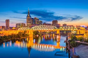 Nashville, Tennessee, USA downtown city skyline on the Cumberland River