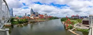 Nashville, Tennessee, USA downtown city skyline on the Cumberland River