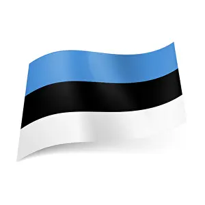 Estonia Prints: National flag of Estonia: blue, black and white horizontal stripes